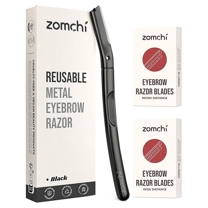 Black Dermaplaning Razor and 10pcs Wide Blade Refills and 10pcs Micro Blade Refills