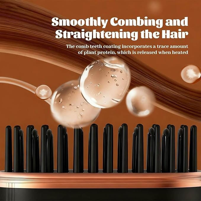 Mini Straightener Brush – Portable Hair Straightener Brush Fast Heating Mini Hair Straightener with 3-Speed Temperature Control &amp Anti-Scald Shell Compact Travel Hair Styling Comb (Pink)