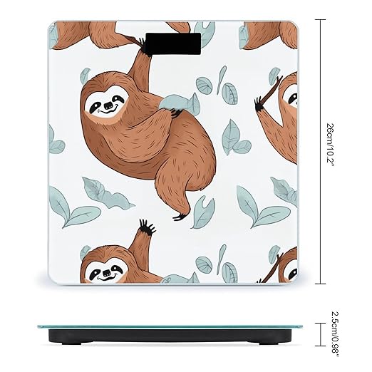 Brown Sloth Bathroom ScaleHighly Accurate Digital Weighing Machine for People Bright LED Display Weight Scale for The Aldult Home Use