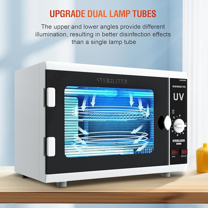 UV Sanitizer Cabinet. Dual Lamp UV Light Sanitizer Box with Timer Setting Suitable for Cleaning of Various Items