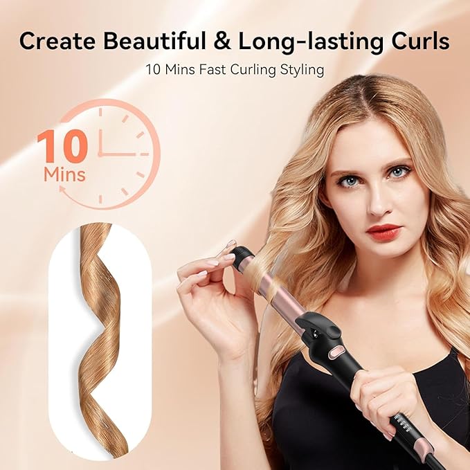 Extra-Long Barrel Curling Iron with 5 Heat Settings and Ceramic Barrel for Fast Styling and Lasting Results on All Hair Types