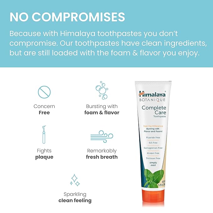 Himalaya Botanique Complete Care Toothpaste - Herbal Mint Fluoride-Free SLS Free - 5.29 Oz 4 Pack