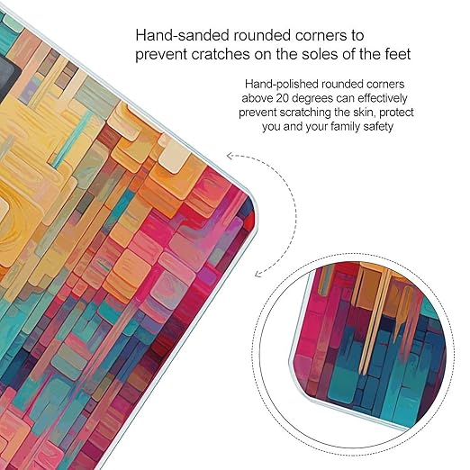 Colorful Square Pattern Digital Bathroom Scale for Body Weight with High Precision Digital Weighing Scale with BMI Clear LCD Display and Step-On Measures Weight Up to 180kg