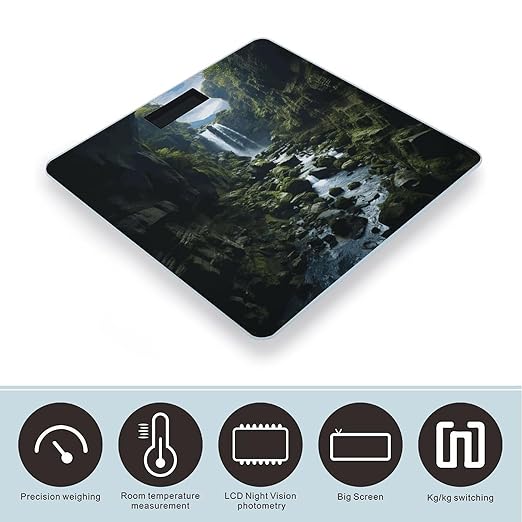 Waterfall Cliff Bathroom Scale Weight Scale for Body WeightHighly Accurate Digital Weighing Machine Clear LED Display Digital Bathroom Body Scale 400lb/182kg