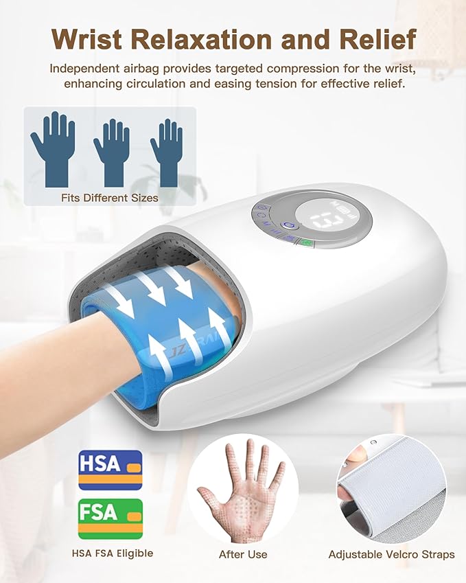 Hand Massager with Heat and Compression : Hand and Wrist Massage with Targeted Palm Roller – Soothing Relief for Stiffness &amp Fatigue – Ideal for Daily Relaxation