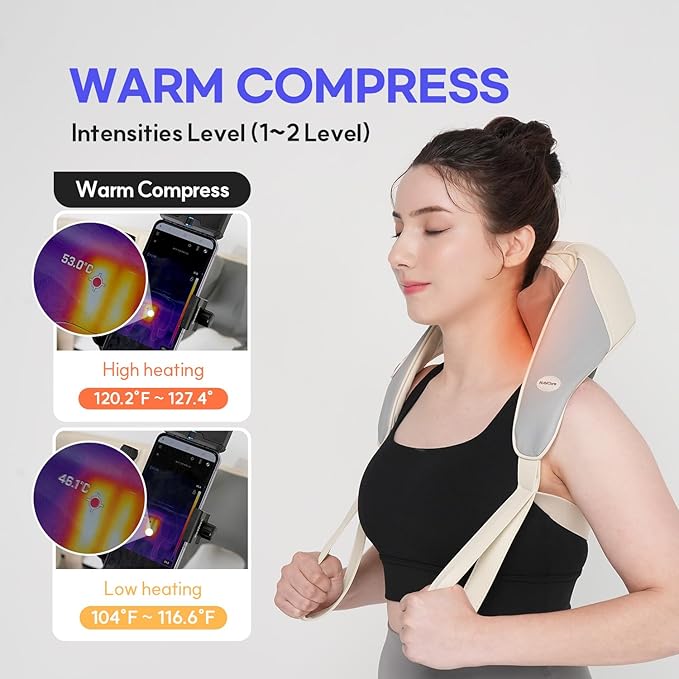 HuBDIC HubiCare Mini Neck Massager with Heat Cordless Electric Massager for Neck and Shoulder Upgarded 4D Deep Tissue Kneading Deep Massage at Home for Pain Relief Muscle Relaxation Gifts