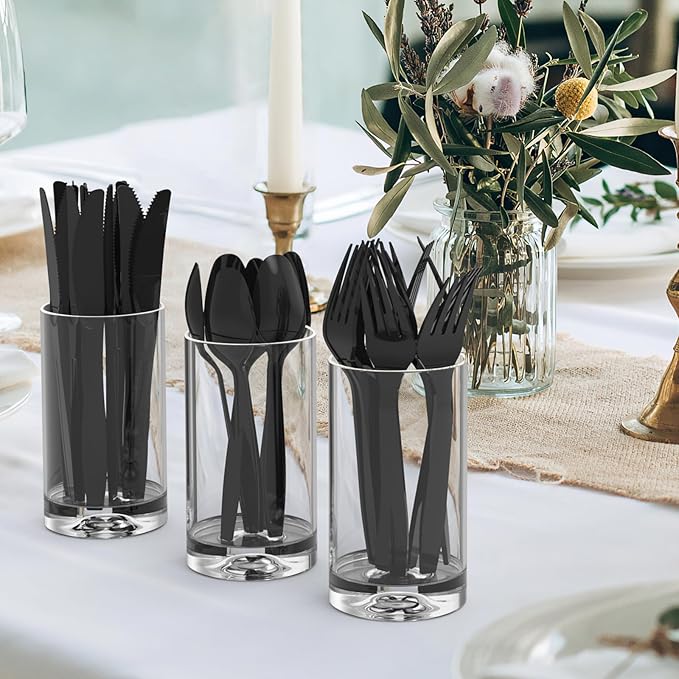 360 Count Black Plastic Spoons Disposable BPA-Free Heat Resistant Solid and Durable Disposable Spoons Heavy Duty Bulk Premium Spoons plastic disposable for Party Supply