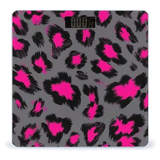Women's Fashion Automatic Switch Digital Bathroom Weighing Scale Smart Scale Luxury Pink Dark Gray Leopard Cheetah Print