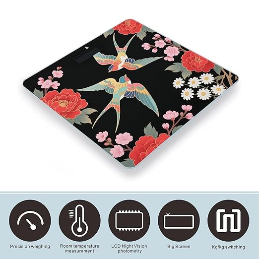 Two Colorful Flying Birds Weight Scale Cute Bathroom Scale for Body Highly Accurate Digital Weighing Machine for People Compact LCD Display Scales with Sturdy Toughened Glass Scales