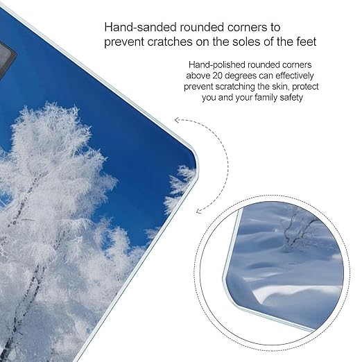 Snow Covered Winter Trees Bathroom Scale Large LCD Backlight Display Digital Scale Rounded Corners Body Scales Automatic Power On/Off Bathroom Scales for Home Bedrooms