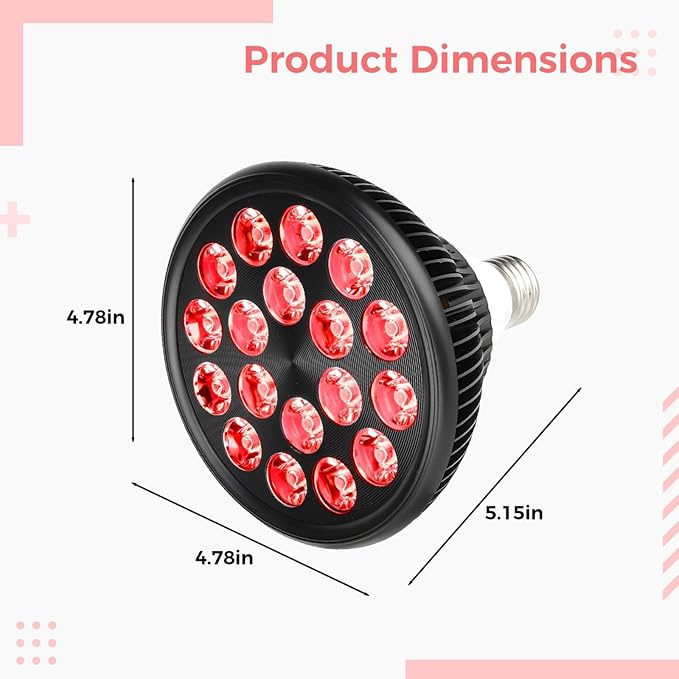 Red Light Therapy Bulb 660Nm 850Nm 54W E26/E27 18 Led Dual Chip Skin Care &amp Discomfort Relief