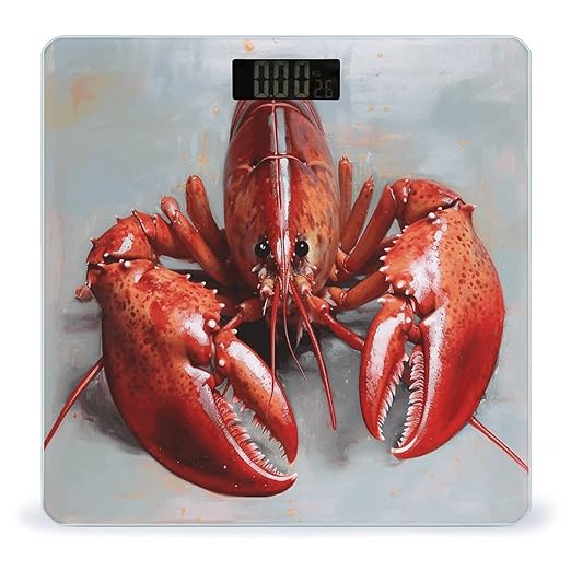 Lobster Bathroom Scale Rounded Smart Scale for Body Weight Automatic Power On/Off Weight Scales Accurate Bathroom Digital Scales for Pet Home Bedroom Kitchen