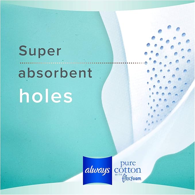 Always Pure Cotton with Flexfoam Pads Size 1 Regular Absorbency (42 Count)