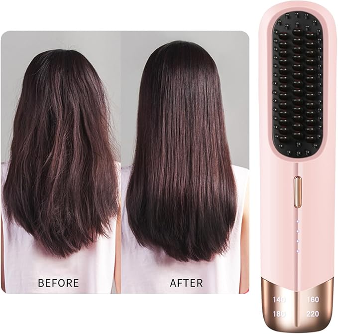 Hair Straightening Comb Electric Hot Small Straightener Easy to Use Straightener Brush USB Rechargeable Hair Styler