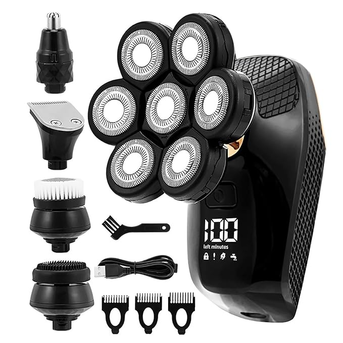 Head Shavers for Bald Men 5 In 1 Electric Shaver Razor For Men's Trimmer Wet And Bald Head Dry Razor 7D Head Waterproof LED Display Machine For Shaving
