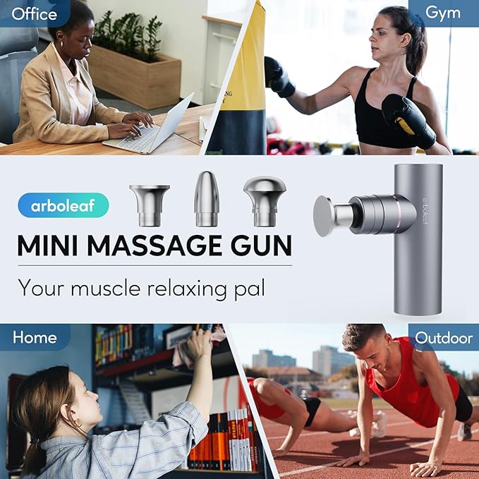 arboleaf Massage Gun Deep Tissue with Metal Head Full-Metal Electric Portable Hand Held Massager Gun with Case for Back Body Sore Muscles Pain Relief Gifts for Dad Office Home Athletes