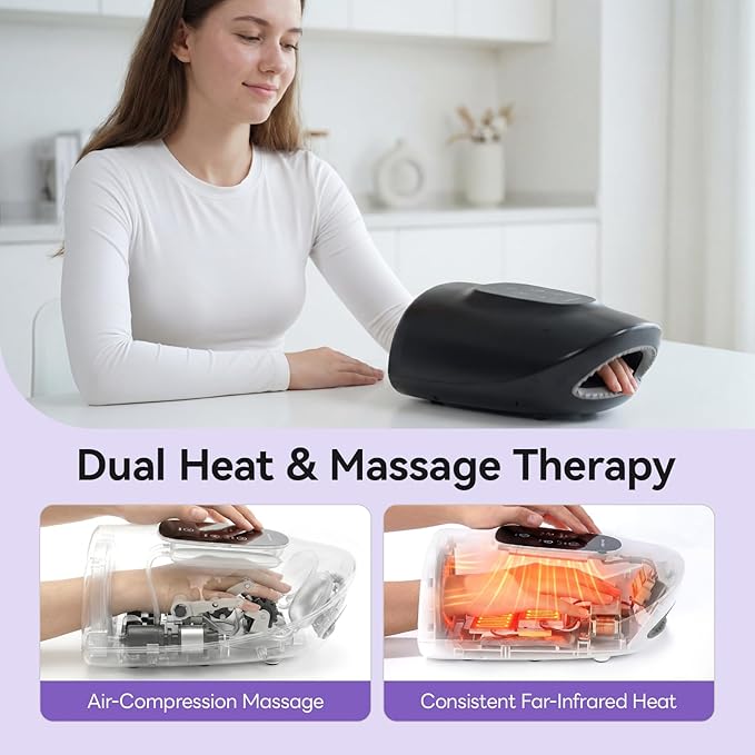 vrenmol Hand Massager with Heat and Compression: Cordlesss Hand Massager Electric Massager 5 Intensities 3 Temperatures 3 Modes Massage At Home for Women Men