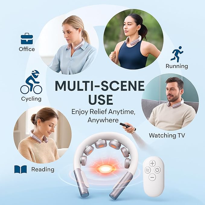 Premium Neck Massager with Heat – Luxury Relaxation Device for Stress Relief at Home Office &amp Travel