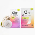 Flex Reusable Disc &amp Flex Daily Liners (50 Count) Bundle | Beginner-Friendly Tampon Alternative | Unscented | Disc Capacity of 6 Super Tampons