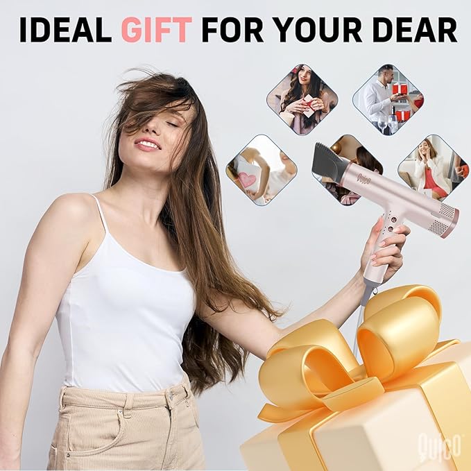 Quico Hair Dryers for Women 7X Faster BLDC Motor Quiet 1875W 110000 RPM 2 Billion Negative Ionic Salon Blow Dryer with Diffuser Adjustable Temp &amp Speed Portable Hair Dryer for Home Travel Pi
