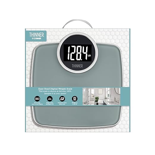 Thinner by Conair Scale for Body Weight Digital Bathroom Scale in Silver