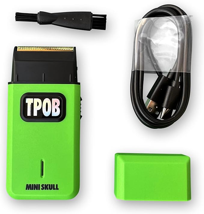 TPOB Mini Skull Single Shaver Compact Design that can fit in Your Pocket with a Turbo Charged Motor Perfect for Both Professional and at-Home use (Slime)