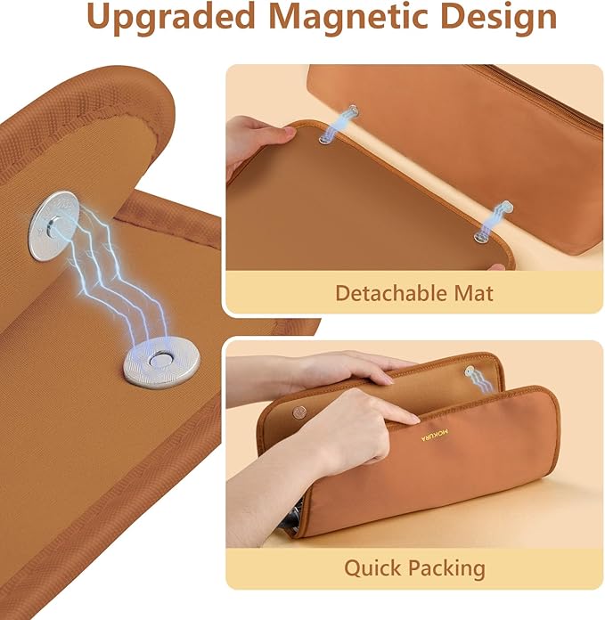 MOKURA Hot Hair Tools Travel Bag with Heat Resistant Mat Removable Hair Accessories Organizer Case Women Travel Essentials Storage Pouch for Curling Iron Straightener Flat Iron Hair Dryer Brown