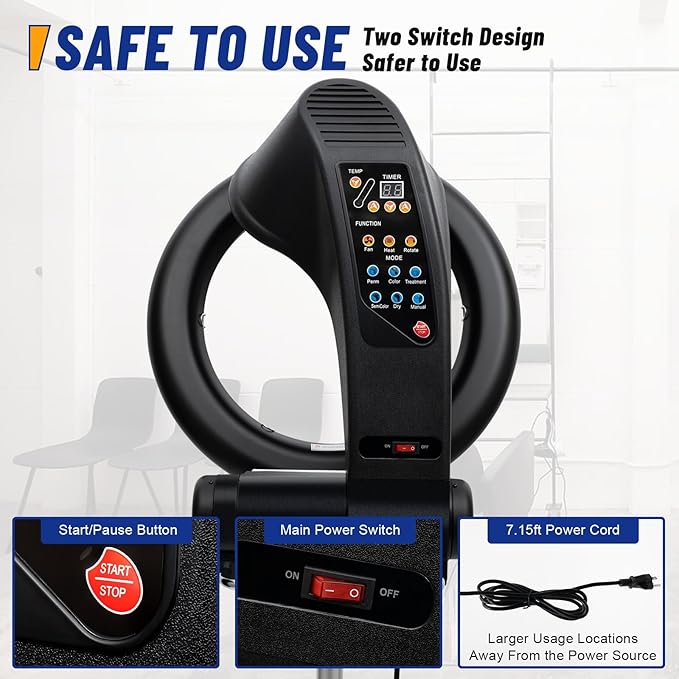 3 in 1 Orbiting Infrared Hair Dryer Permer Processor Heater 1000W/850W Multi-Functional Salon 360° Orbiting Infrared Hair Dryer Drying Perming Machine Portable Hair Dryer for Home (850W)