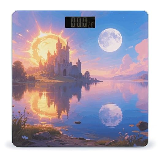 Sun and Moon Scale for Body Weight Sturdy Tempered Glass Weighing Scales with LCD Display Accurate Digital Bathroom Scale Convenient Body Fat Smart Scales Easy Read