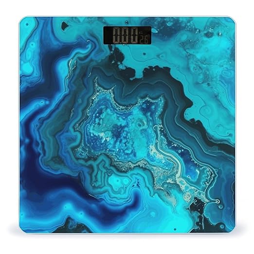 Bright Aqua Blue Turquoise Scale for Body Weight Safe Rounded Corners Tempered Glass Digital Bathroom Scale LED Display 400lb Capacity Weight Scales with High Precision Sensors