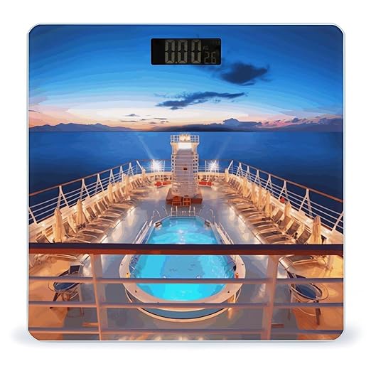 Pool Party Cruise ShipScale for Body Weight with LCD High Precision Weighing Scales Fashion Sturdy Tempered Glass Weight Scales Easy-to-Read Digital Bathroom Scale for Daily 400lb