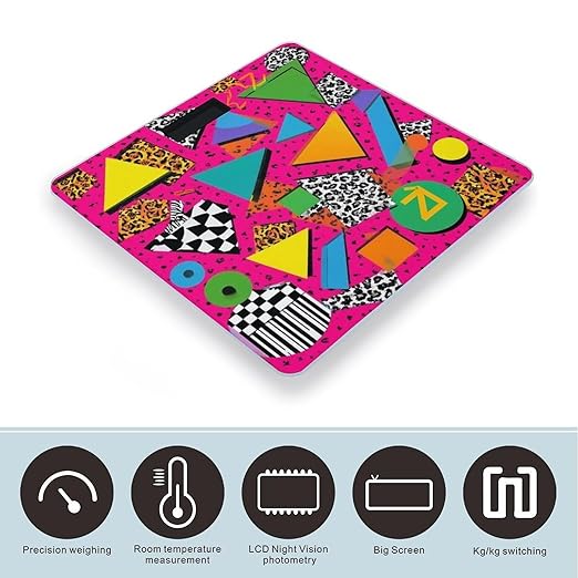 Women's Digital Bathroom Weighing Scale Automatic Switch Energy Saving Scale Smart Scale for Body Weight Geometric Checkered Zebra Tiger Leopard Print Hot Pink Vintage Retro 80s 90s