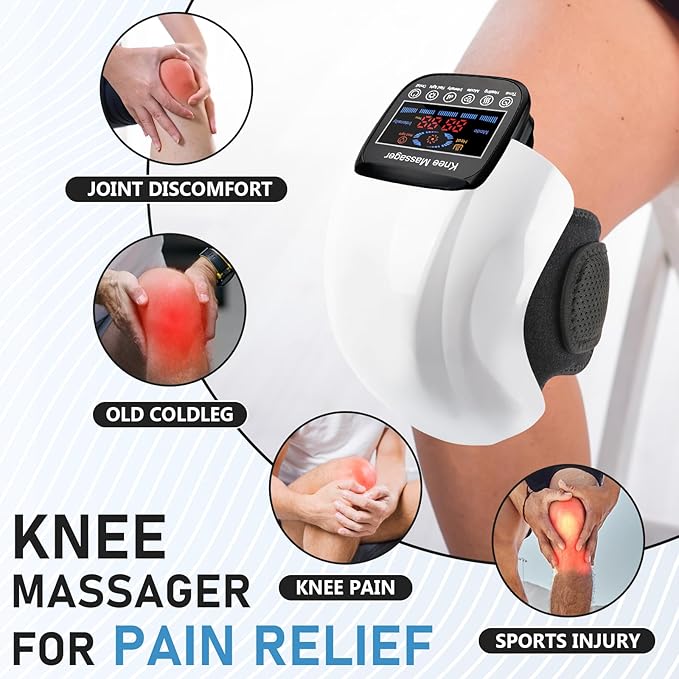 Knee Massager 4 in 1 with Heat Vibration Red Light and 3D Massage Cordless Portable Rechargeable Gifts for Family and Friends