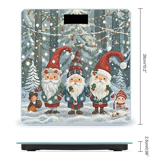Christmas Winter Gnomes Scale for Body Weight Highly Accurate Digital Bathroom Body Scale Digital Bathroom Scales for People Anti-Slip Large LCD Display Smart Scales