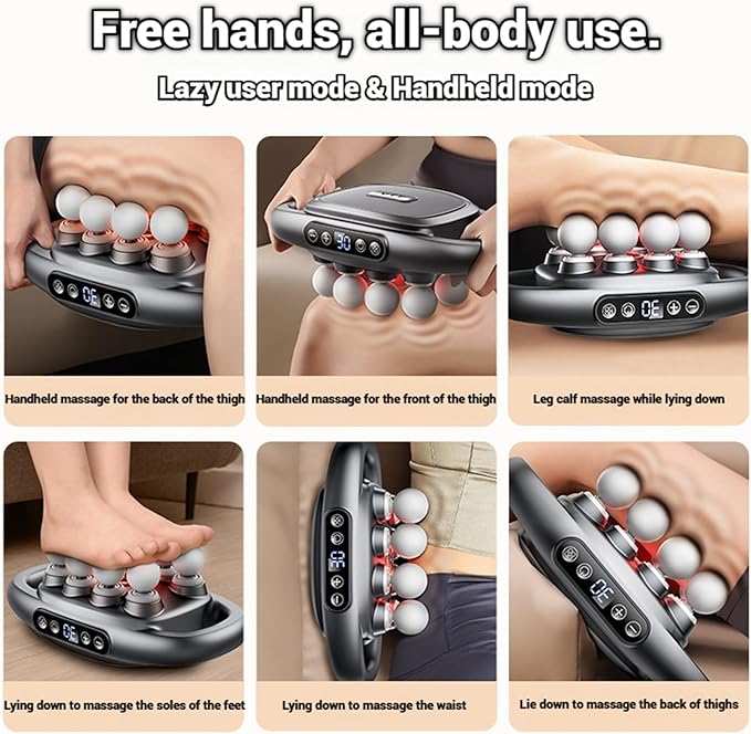 Relief Wave Pro 3 Deep Tissue Massage Gun with 16 Heads 30 Speed Levels Quiet Percussion Massager for Back Legs Waist Buttocks and Muscle Relief (Grey)