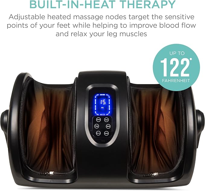 Best Choice Products Heated Shiatsu Foot Massager for Pain Relief Plantar Fasciitis Neuropathy Blood Circulation w/Compact Design - Satin Black