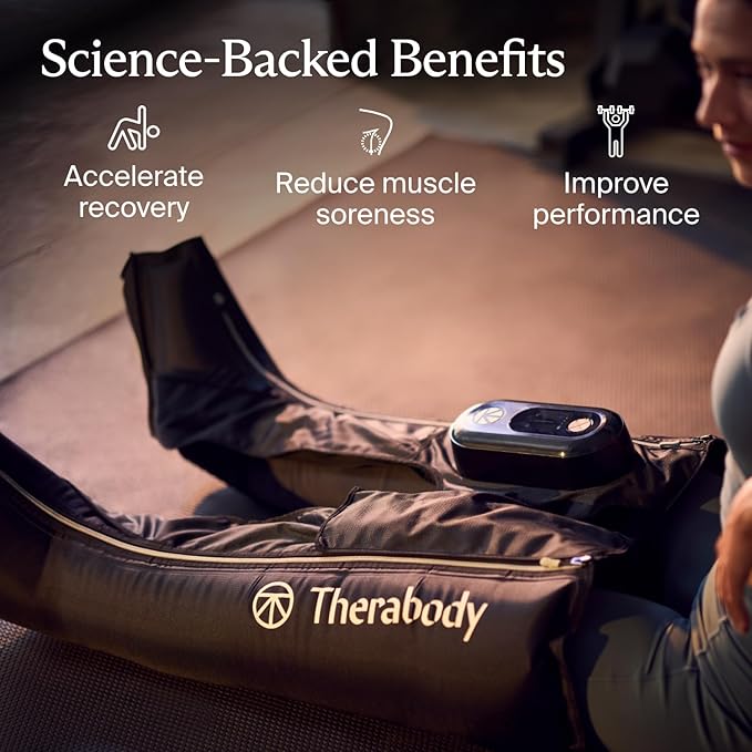Therabody JetBoots Prime - Ultra-Portable Wireless Compression Boots for Easy Leg Muscle Recovery - Calf Leg &amp Thigh Compression Sleeve with Customizable Treatments (Long)