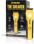 TOOLETRIES The Shearer - Groin &amp Body Hair Trimmer for Men Electric Shaver for Pubic Hair Balls Groin Chest Legs Waterproof Wet/Dry Clippers Rechargeable Bonus Shower Kit - Yellow