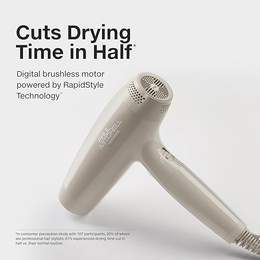 Paul Mitchell Dry Lightweight Professional Hair Dryer Multiple Heat + Speed Settings For Salon-Level Blowouts