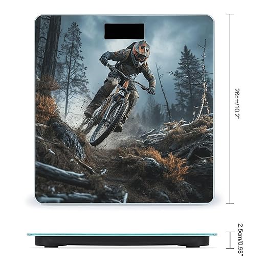 Mountain Bike Tournament Bathroom Scale for Body Weight LCD Display Digital Bathroom Scale Tempered Glass Bathroom Weight Scales Fashion Smart Scales for Home Bedroom 400 Lb