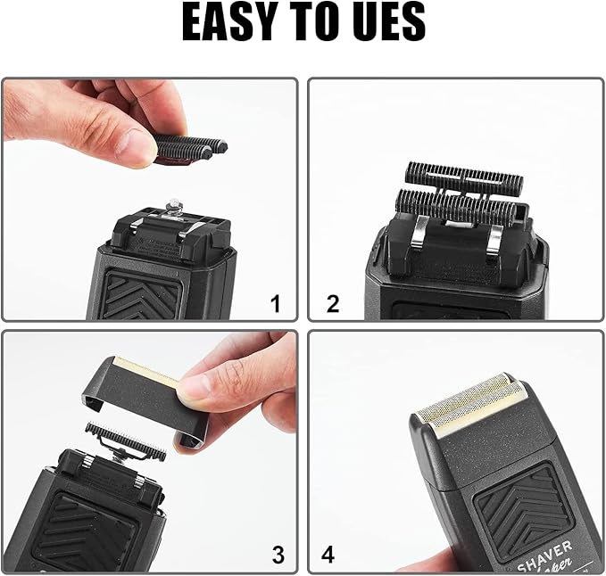 Professional 5 Star Series Finale Shaver Replacement Foil and Cutter Bar Assembly Compatible with wahl Foil Heads 7031-100/7043-100Fit for #8061 8164 Shaver (Black 3 Pack)