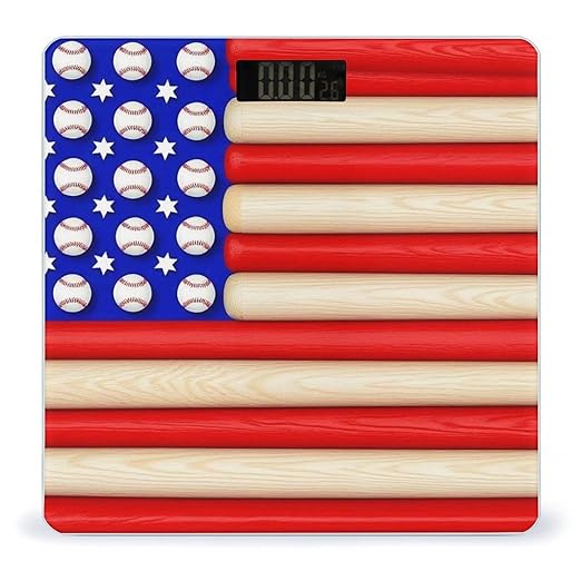Smart Scale for Body Weight Digital Bathroom Weighing Scale Energy Saving Scale American Flag Baseball Bats and Balls
