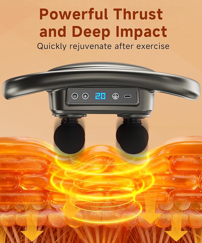 AERLANG Massage Gun Deep Tissue 6 Head Muscle MassagerBack Massager for Pain ReliefPercussion Massage Tool Handheld Messager with 9 Levels &amp 4 Modes Christmas Gifts White Elephant Gifts for Adul