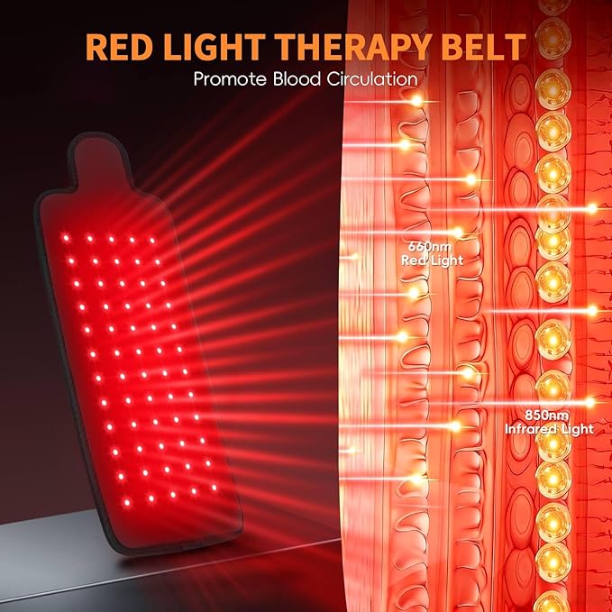 Red Light Therapy Belt for Body Flexible Use Red Light Pad with Timer Controller Fit for Small Areas 60 Beads Portable Infrared Light Therapy Belt for Starters