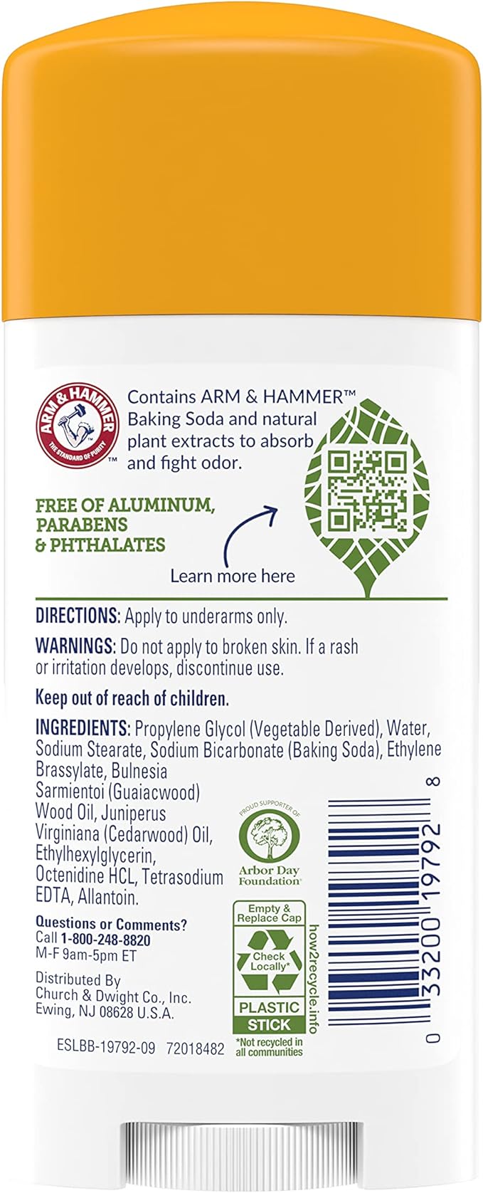 Arm &amp Hammer Deodorant 2.5 Ounces Essentials Unscented (6 Pack)