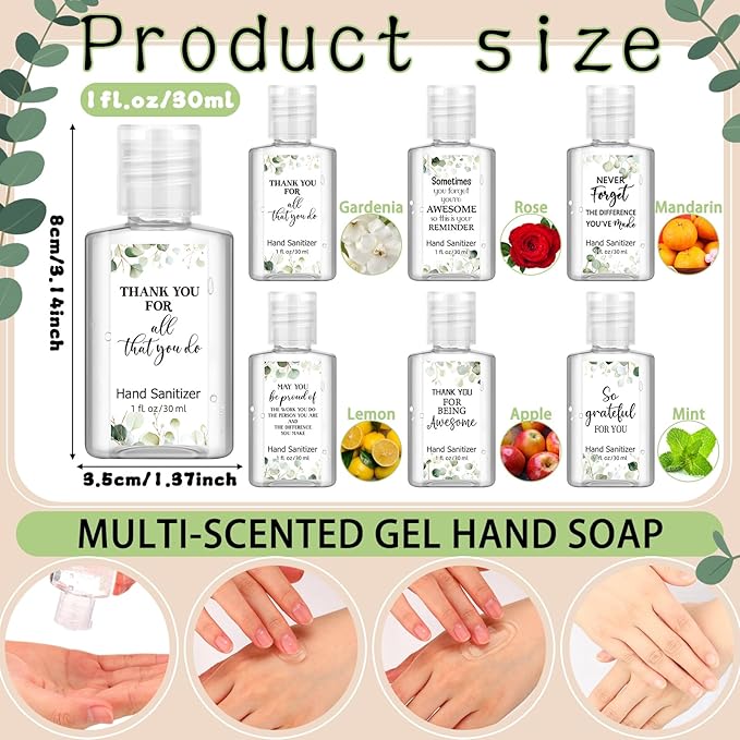 Frienda 24 Pack Thank You Mini Hand Sanitizer Bulk Travel Size 1oz Employee Appreciation Gift Scented Hand Sanitizer Bulk Small Group Gifts for Team Coworker Staff Office Teacher Nurse