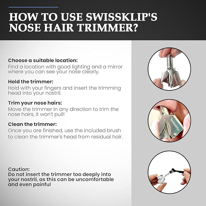 Swissklip Nose Hair Trimmer for Men I Manual Nose Hair Trimmer for Women I Professional Nail Clippers for Ingrown Toenail I Nail Clippers for Men I Well Suited as Finger Nail Clippers Adult