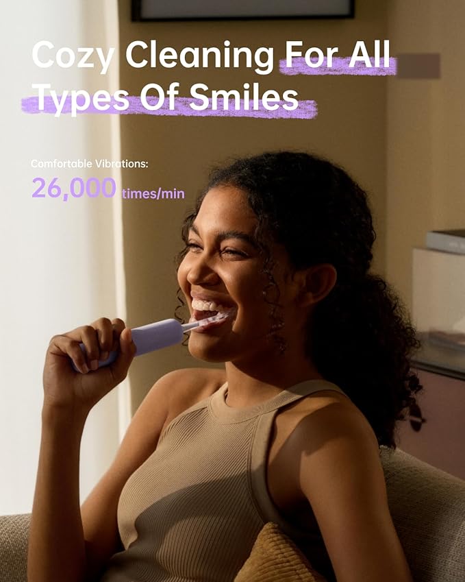 Laifen Wave Special Electric Toothbrush New 2025 Version Oscillation &amp Vibration Sonic Electric Toothbrush for Adults with App 2 Brush Heads IP68 Waterproof Travel-Friendly (Misty Lavender)