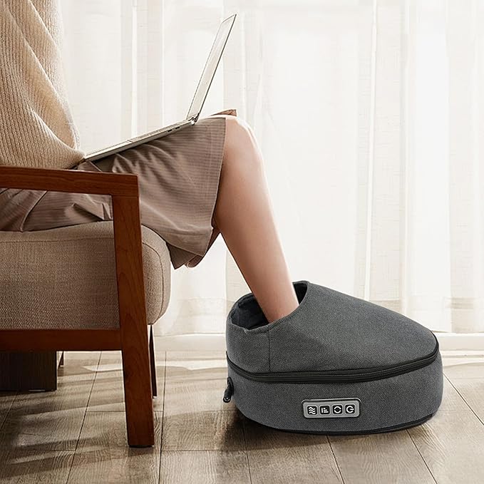 Foot MassagerFoot Massager Machine Foot Massager Machine with HeatDeep Shiatsu KneadingDelivers ReliefAdjustable Intensity Multi-Level Settings (Dark Gray)