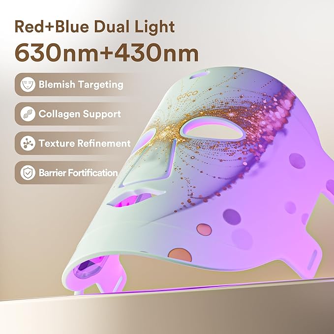 Red Light Therapy for Face Red Blue and Near-Infrared Light Therapy Mask for Face Anti-Wrinkles &amp Facial Skincare Portable &amp Rechargeable LED Face Mask Light Therapy for Fine Lines and Bl
